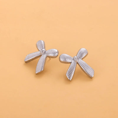 1 Pair Simple Style Bow Knot 304 Stainless Steel 18K Gold Plated Earrings