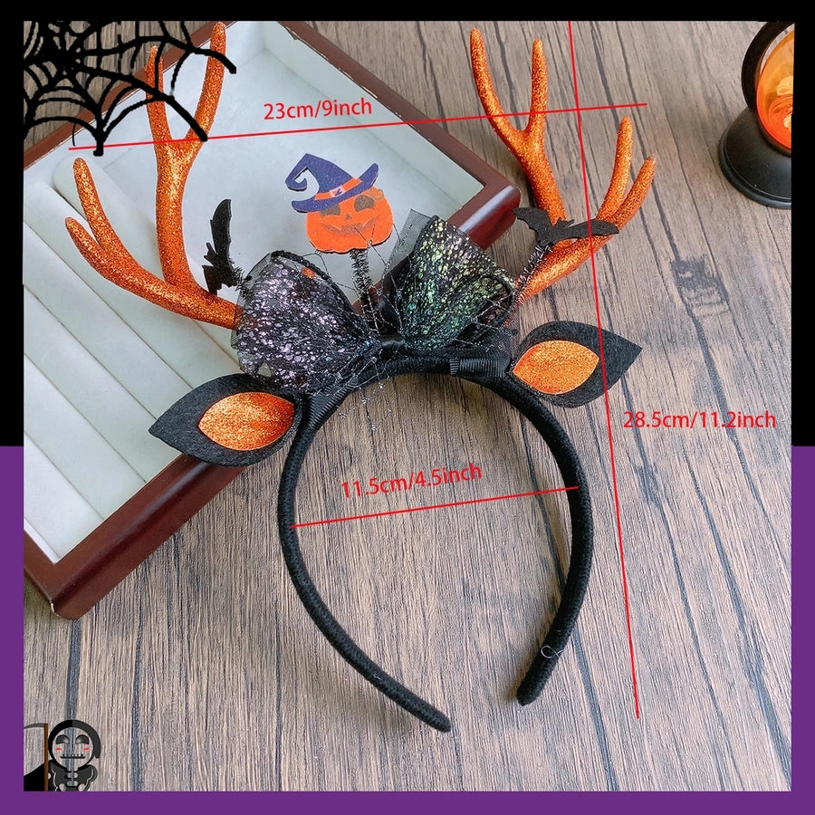 Halloween Cute Funny Women's Pumpkin Antlers Hair Band Party Headpieces