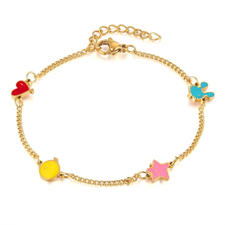 Simple Style Star Heart Shape 304 Stainless Steel Cuban Link Chain Curb Chain Bracelets In Bulk