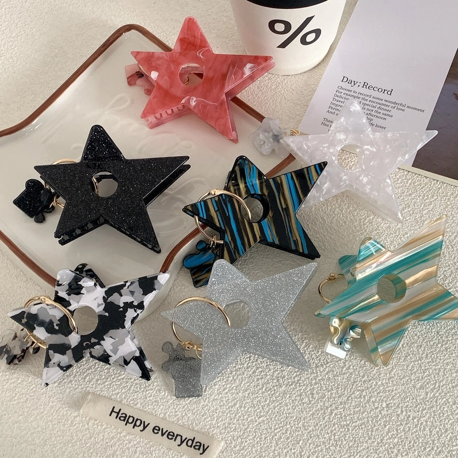 simple style star acetic acid sheets hair claws