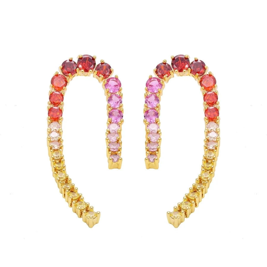 1 Pair Vintage Style Classic Style Geometric Plating Copper Zircon Drop Earrings