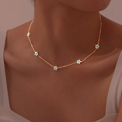 Jewelry Vintage Style Simple Style Heart Shape Eye Flower 201 Stainless Steel Necklace