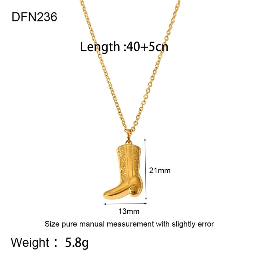 Jewelry IG Style French Style Boots 304 Stainless Steel 18K Gold Plated Plating Earrings Necklace