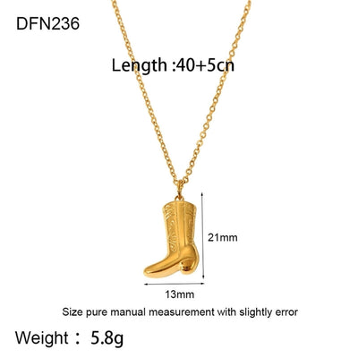 Jewelry IG Style French Style Boots 304 Stainless Steel 18K Gold Plated Plating Earrings Necklace
