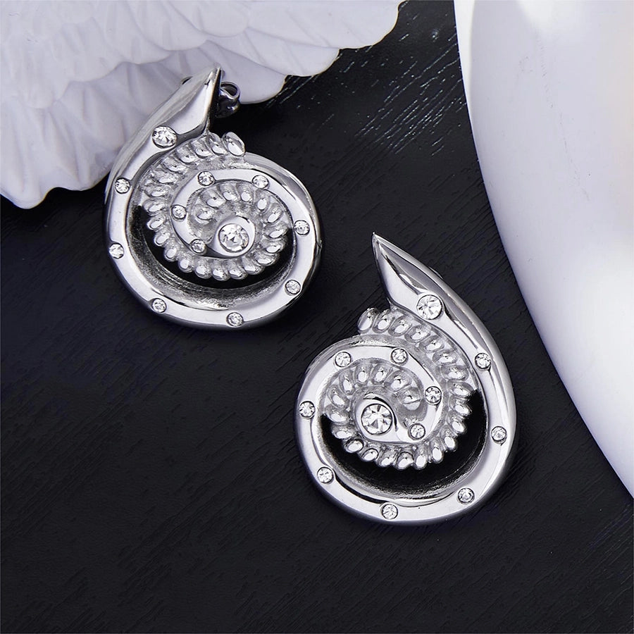 1 Pair Casual Elegant Modern Style Spiral Plating Inlay Titanium Steel 18K Gold Plated Ear Studs