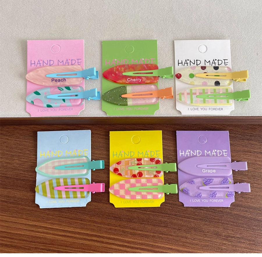 Women's IG Style Cute Stripe Fruit Solid Color Plastic Resin Hair Clip