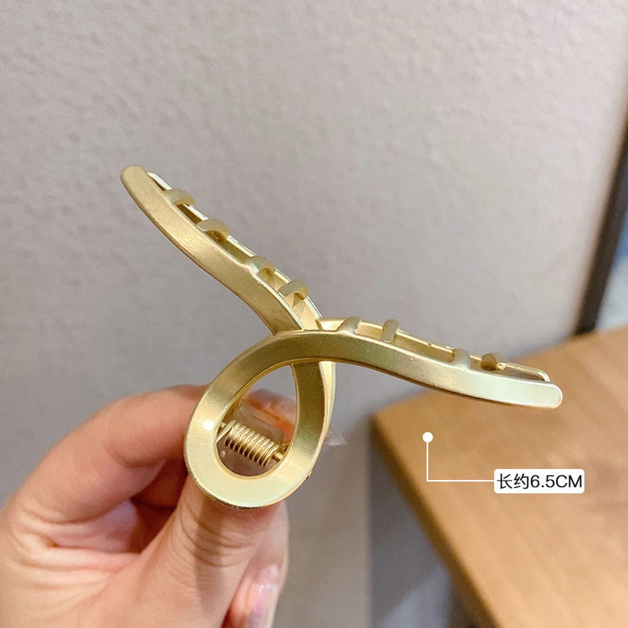 simple style solid color alloy resin hollow out hair claws