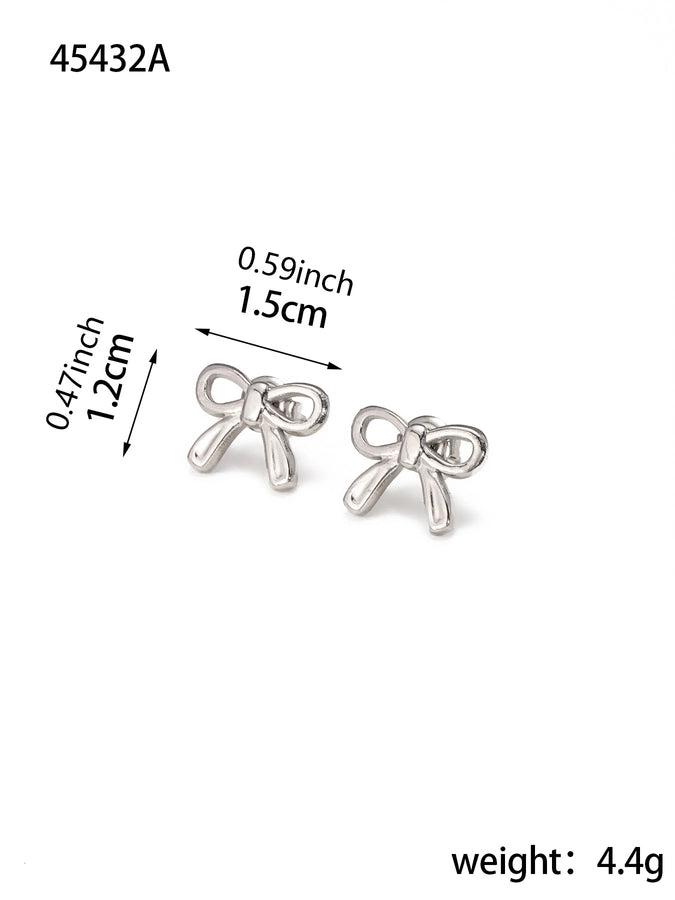 1 Pair Elegant Bow Knot 304 Stainless Steel 18K Gold Plated Drop Earrings