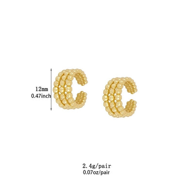 1 Pair IG Style U Shape Geometric Inlay Copper Zircon Gold Plated Ear Cuffs Earrings