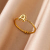 Jewelry Casual Simple Style Streetwear Letter 304 Stainless Steel 18K Gold Plated Open Rings