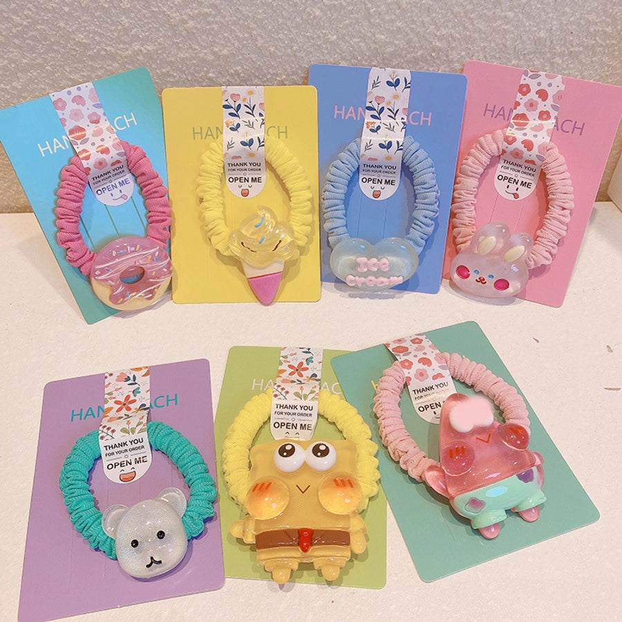 HD416A02 jelly cartoon cute donut fabric pleated small intestine hair ring milk cute girl high ponytail hair accessories