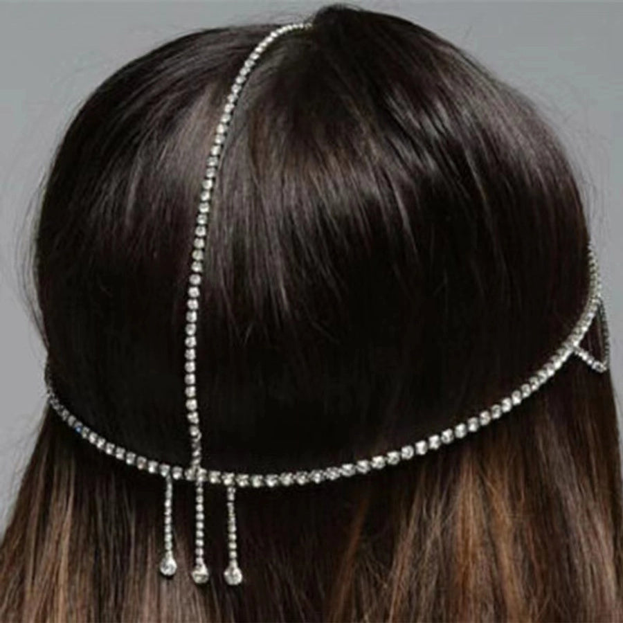 simple rhinestone water drop chain hair accessories