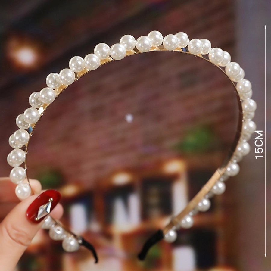 women's fashion waves alloy inlay artificial pearls headwear