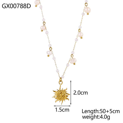 Jewelry Elegant Sun Bow Knot 304 Stainless Steel Necklace