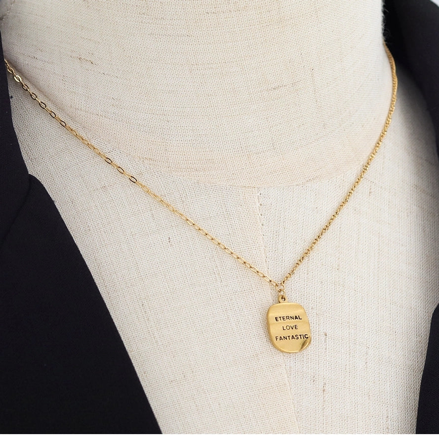 Jewelry Luxurious Romantic Geometric Square 304 Stainless Steel 18K Gold Plated Pendant Necklace