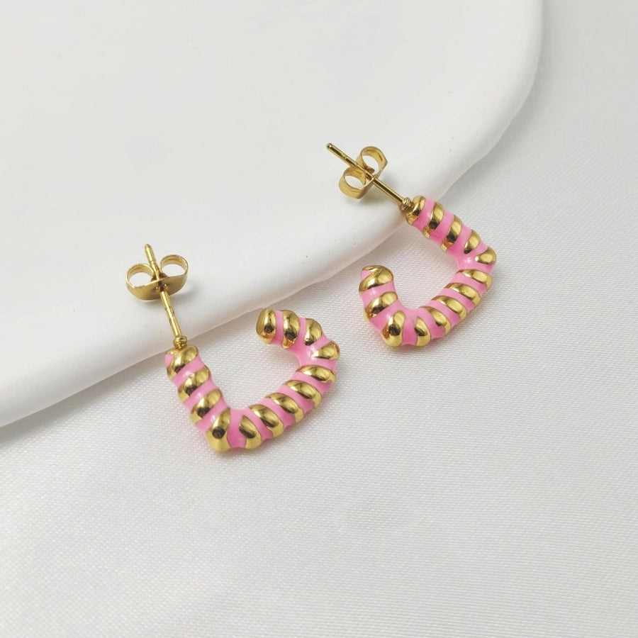 1 Pair Elegant Classic Style Geometric Enamel 304 Stainless Steel Stainless Steel Earrings