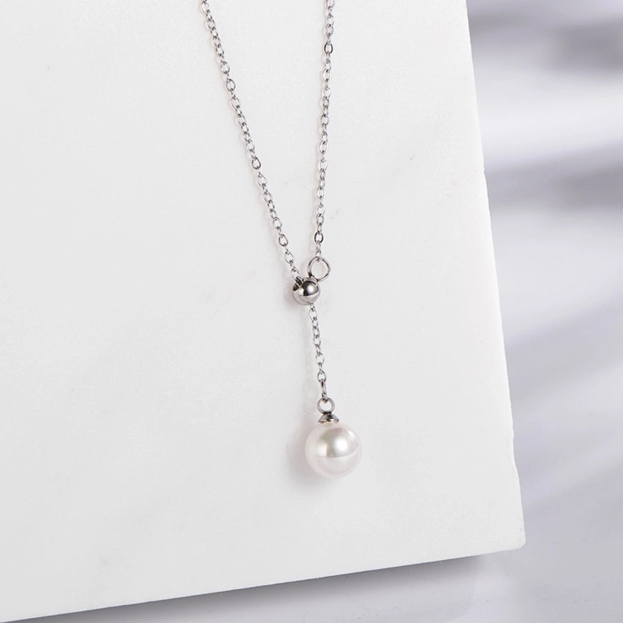 Jewelry Vintage Style Simple Style Classic Style Round 304 Stainless Steel Pearl Gold Plated Inlay Pendant Necklace