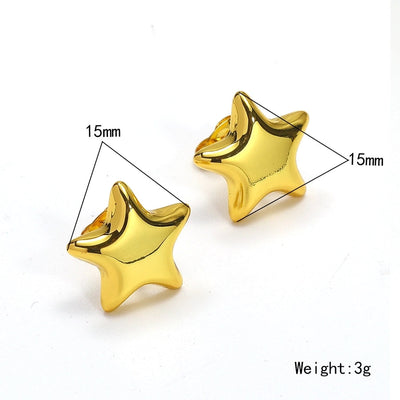 1 Pair Elegant Round Star Butterfly Titanium Steel Ear Studs