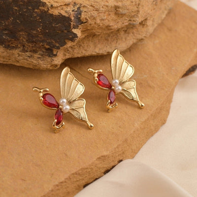 1 Pair Elegant Luxurious Shiny Butterfly 304 Stainless Steel 18K Gold Plated Ear Studs