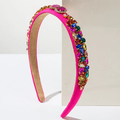 Korean Style Retro Glass Drill Lovely Hair Band Thin Baroque Sponge Headband Simple  Hair Accessories