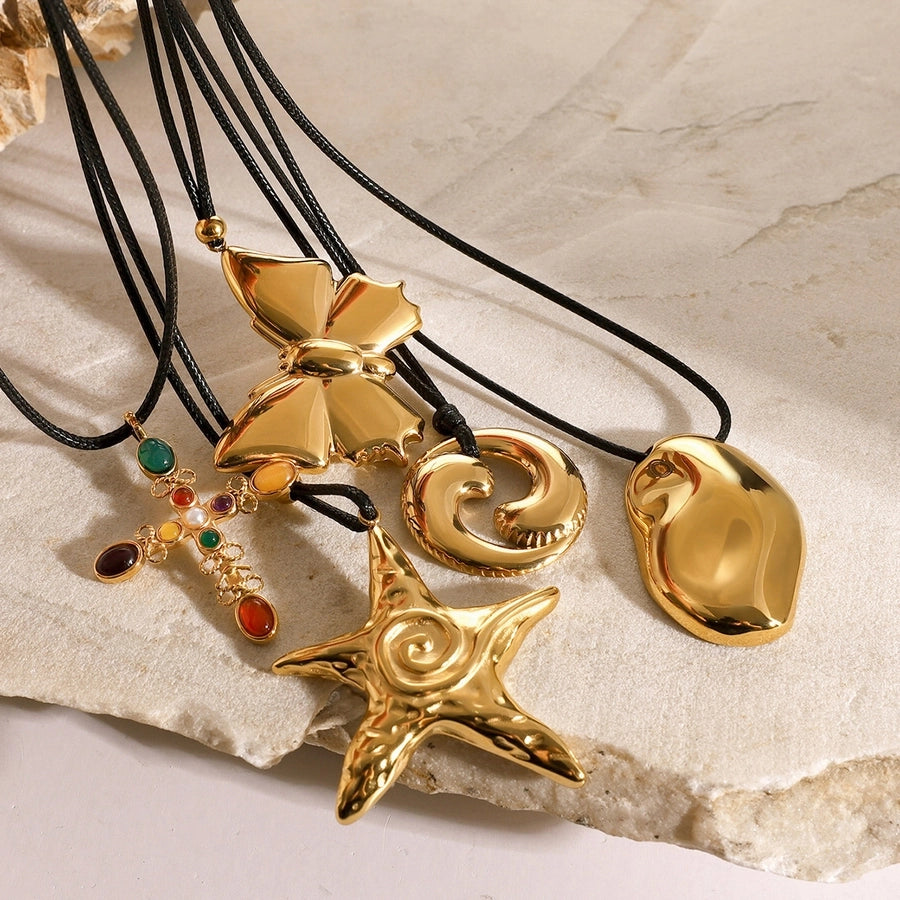 Jewelry Classic Style Cross Starfish Bow Knot 304 Stainless Steel Pendant Necklace