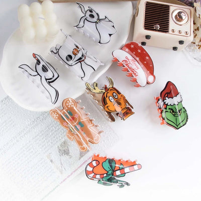 Cute Christmas Women's Christmas Hat Gingerbread PVC Hair Claws