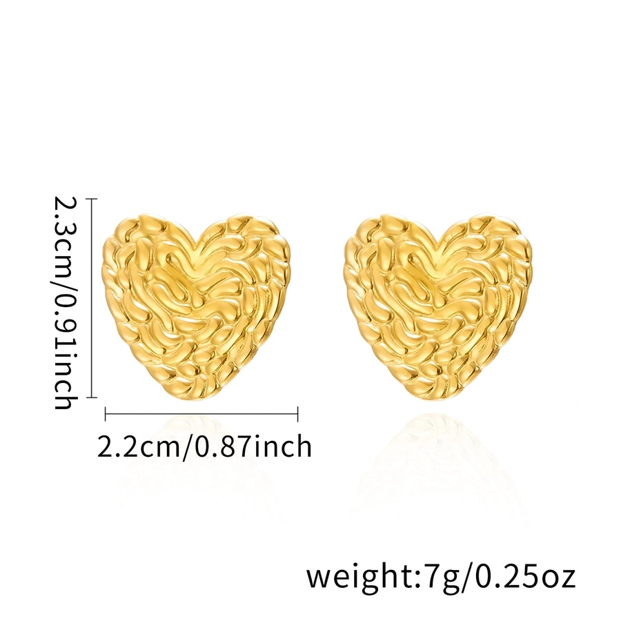 1 Pair Elegant Heart Shape Butterfly Bow Knot 201 Stainless Steel Ear Studs