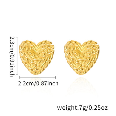 1 Pair Elegant Heart Shape Butterfly Bow Knot 201 Stainless Steel Ear Studs