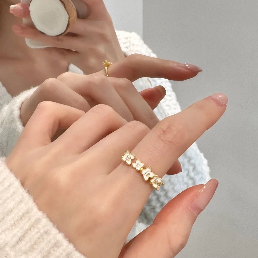 Copper Flower Butterfly Open Rings