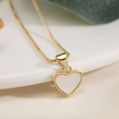 Copper cable chain Inlay Geometric Shell Zircon Pendant Necklace