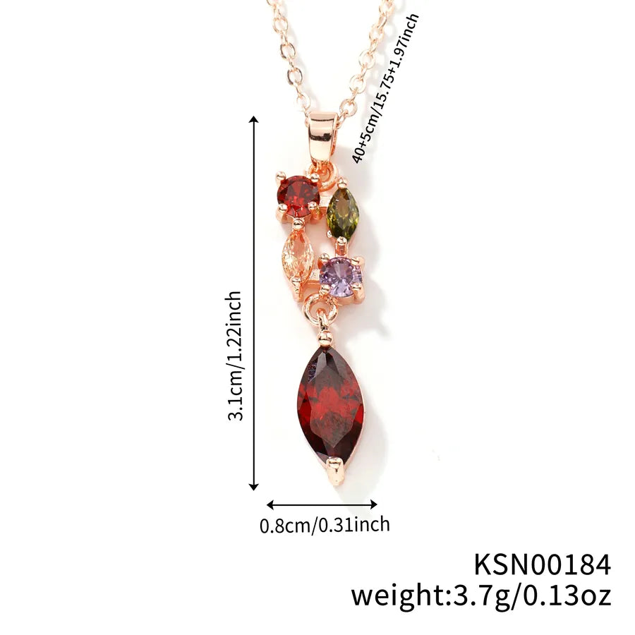 Wholesale Jewelry Sweet Shiny Flower Copper Glass K Gold Plated Inlay Jewelry Set cable chain