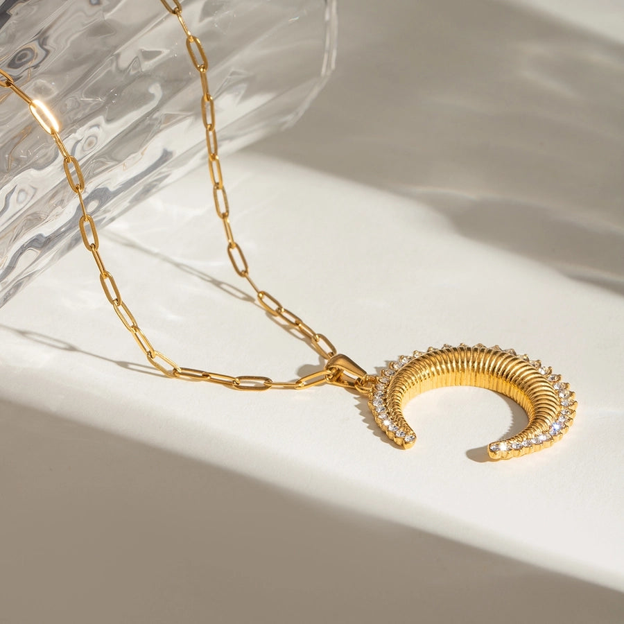 Jewelry Classic Style Moon 304 Stainless Steel Pendant Necklace