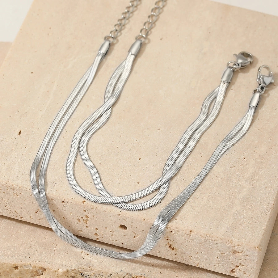 Jewelry Vacation Modern Style Solid Color 304 Stainless Steel 16K Gold Plated White Gold Plated Gold Plated Polishing Plating Bracelets Anklet Necklace