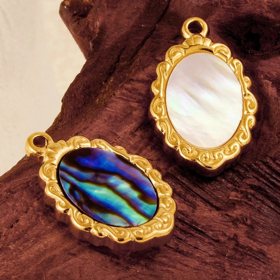 Jewelry Vintage Style Classic Style Oval 304 Stainless Steel Shell Abalone Shell 18K Gold Plated Irregular Plating Pendant Necklace