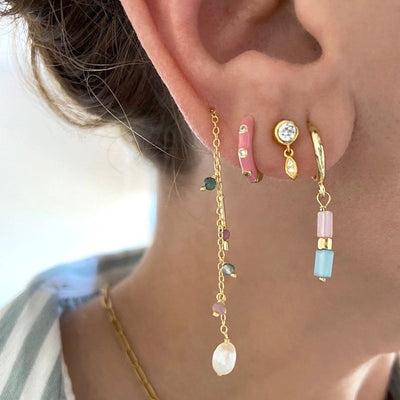 1 Pair Simple Style Geometric Copper Zircon Drop Earrings