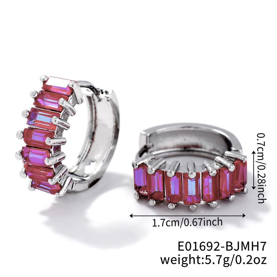 1 Pair Casual Glam Shiny Solid Color Inlay Copper Zircon K Gold Plated Rhodium Plated Ear clip