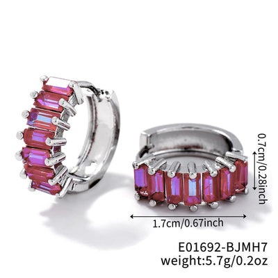 1 Pair Casual Glam Shiny Solid Color Inlay Copper Zircon K Gold Plated Rhodium Plated Ear clip