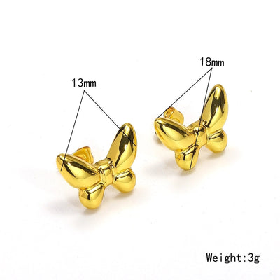 1 Pair Elegant Round Star Butterfly Titanium Steel Ear Studs