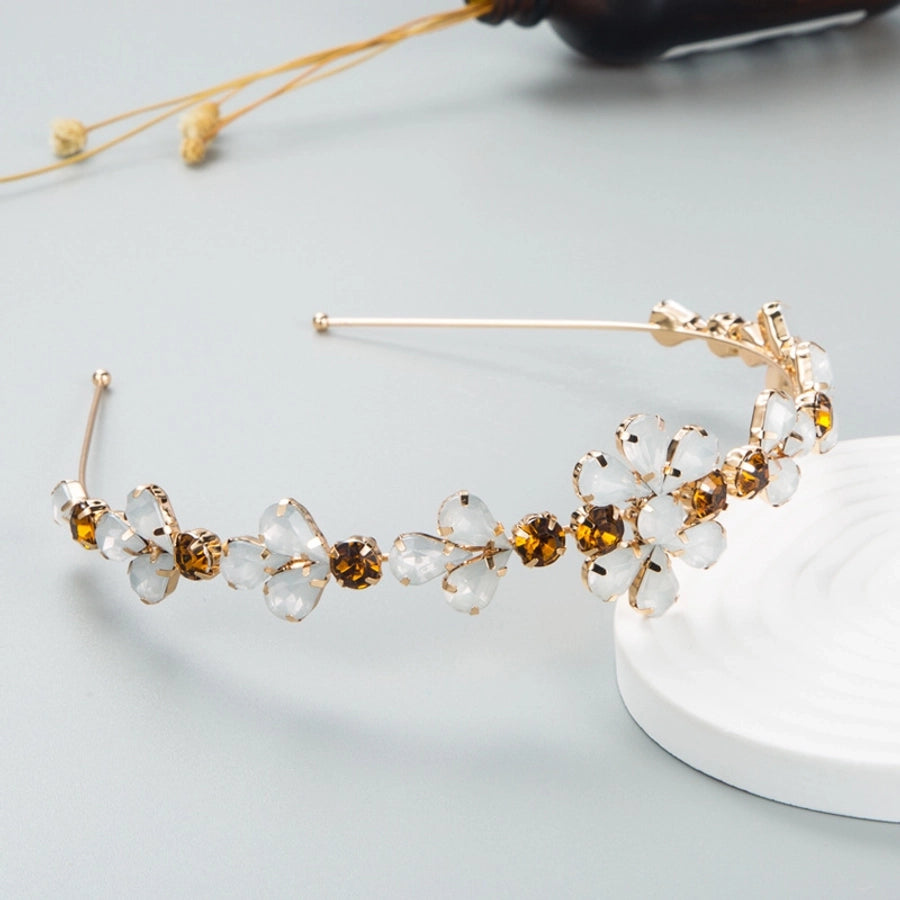 fashion alloy diamond glass drill flower headband korean metal headband