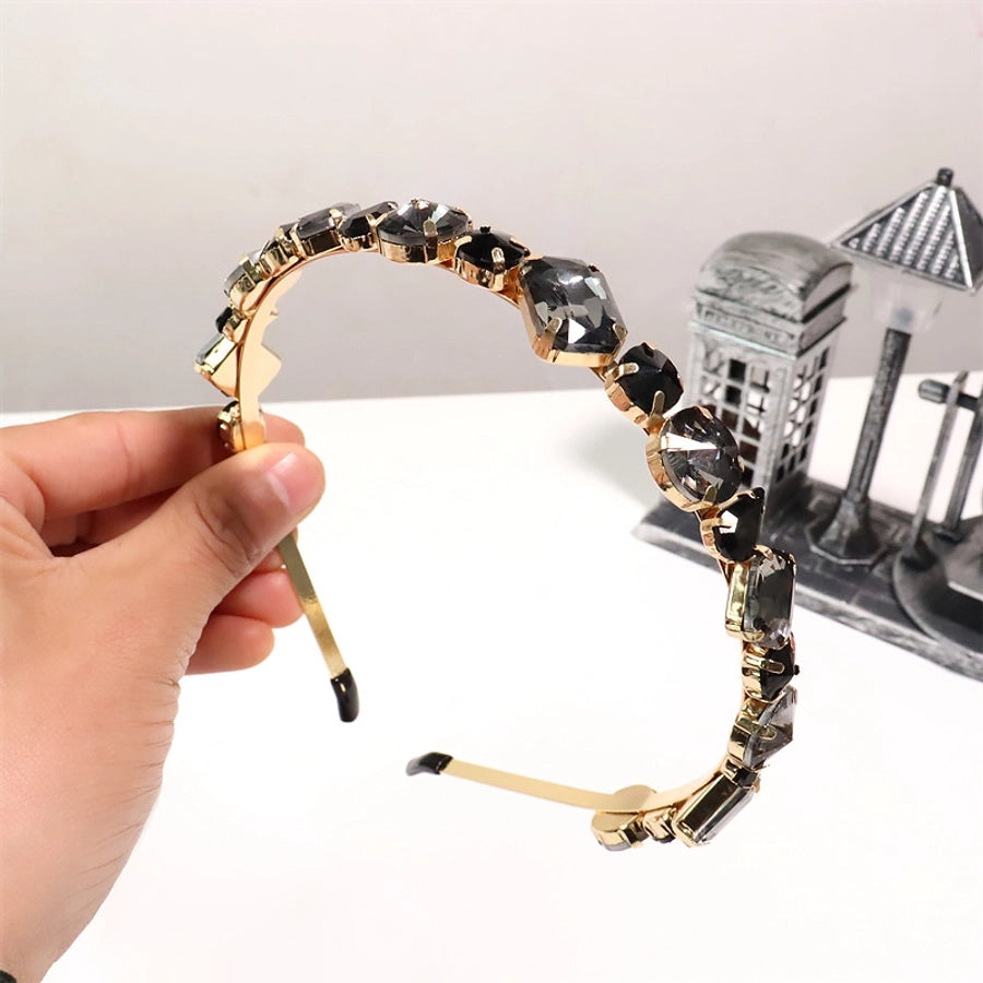 lady streetwear geometric alloy plating inlay rhinestones hair band