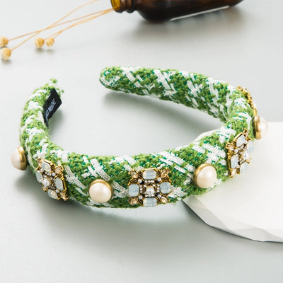 sweet round cloth plating inlay rhinestones pearl hair band