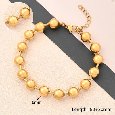 Casual Simple Style Round Oval Solid Color 304 Stainless Steel 18K Gold Plated Bracelets In Bulk