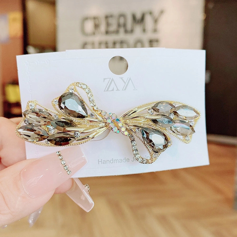 sweet bow knot artificial crystal hair clip