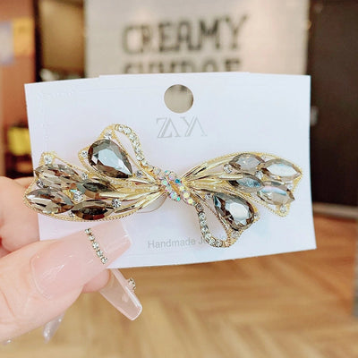 sweet bow knot artificial crystal hair clip