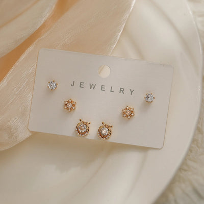 1 Set Simple Style Commute Geometric Inlay Copper Zircon 18K Gold Plated Ear Studs