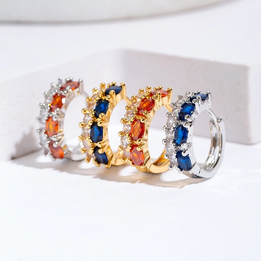 1 Pair Simple Style Geometric Plating Copper Zircon Earrings