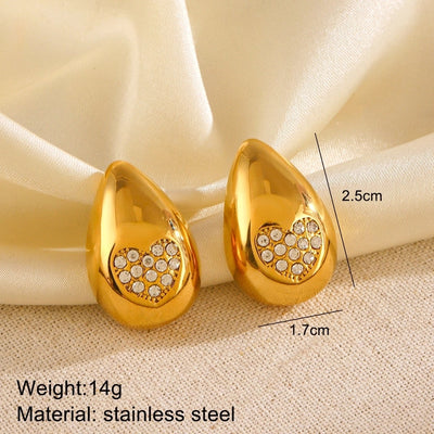1 Pair Retro Simple Style Classic Style Geometric Heart Shape Bow Knot Plating 304 Stainless Steel Ear Studs