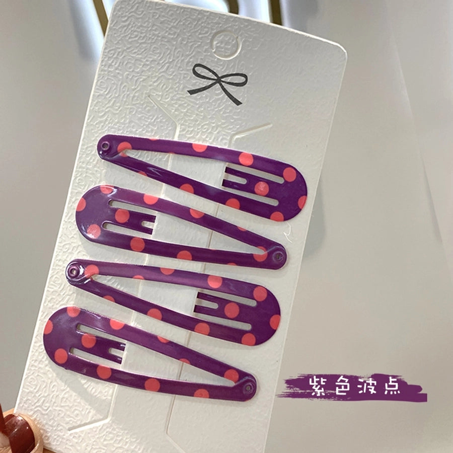 simple style water droplets metal plating hair clip 1 set