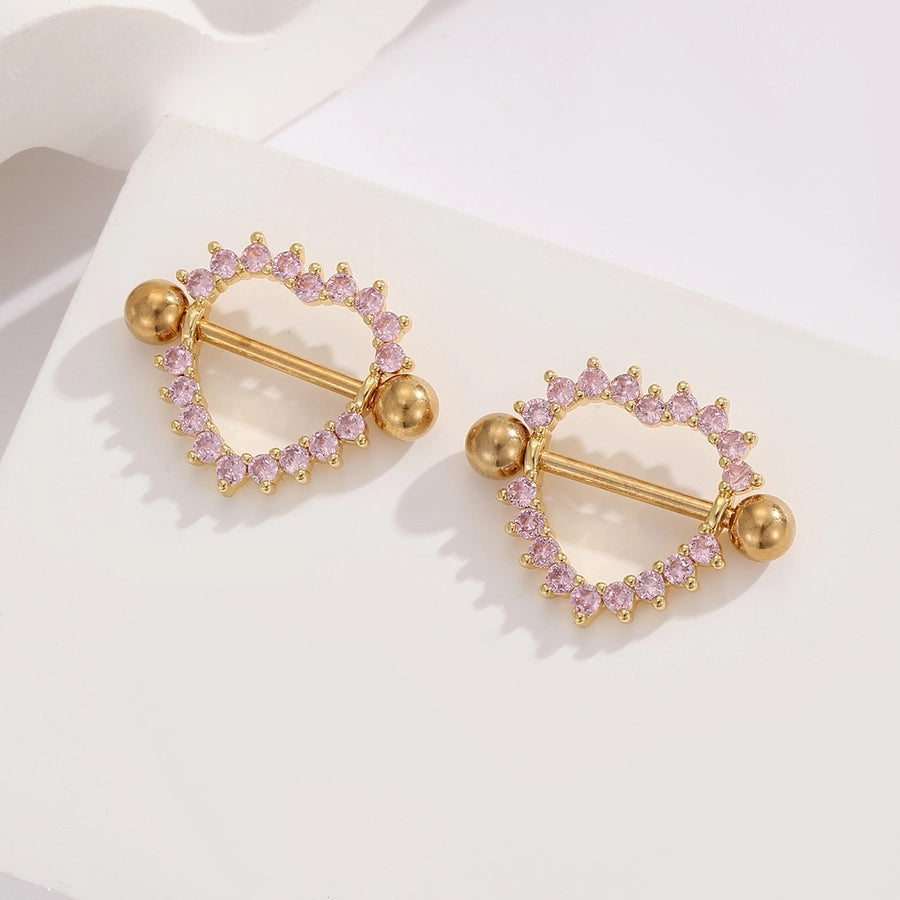 1 Pair Ear Cartilage Rings & Studs Modern Style Shiny Heart Shape 304 Stainless Steel Inlay Zircon Ear Cartilage Rings & Studs