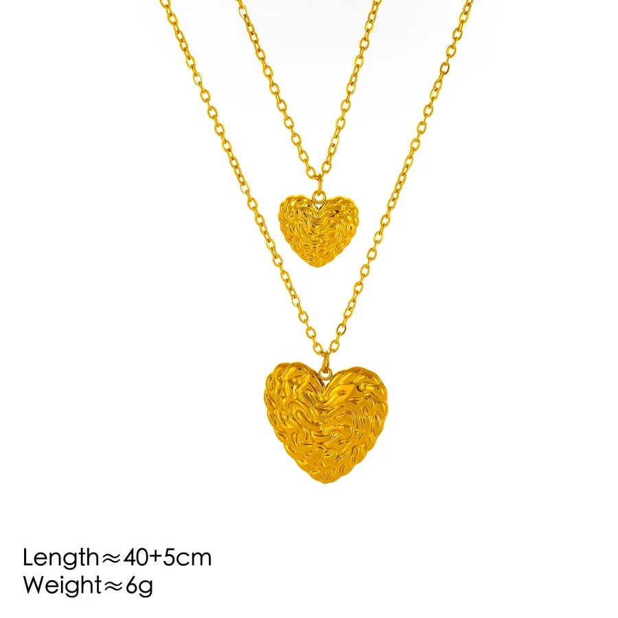 Jewelry Vintage Style Simple Style Heart Shape 304 Stainless Steel 18K Gold Plated Earrings Necklace